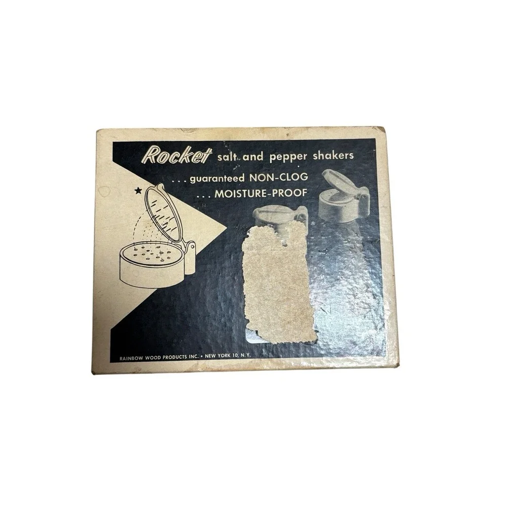 Vintage Rocket Wooden Flip‎ Top Salt and Pepper Shakers